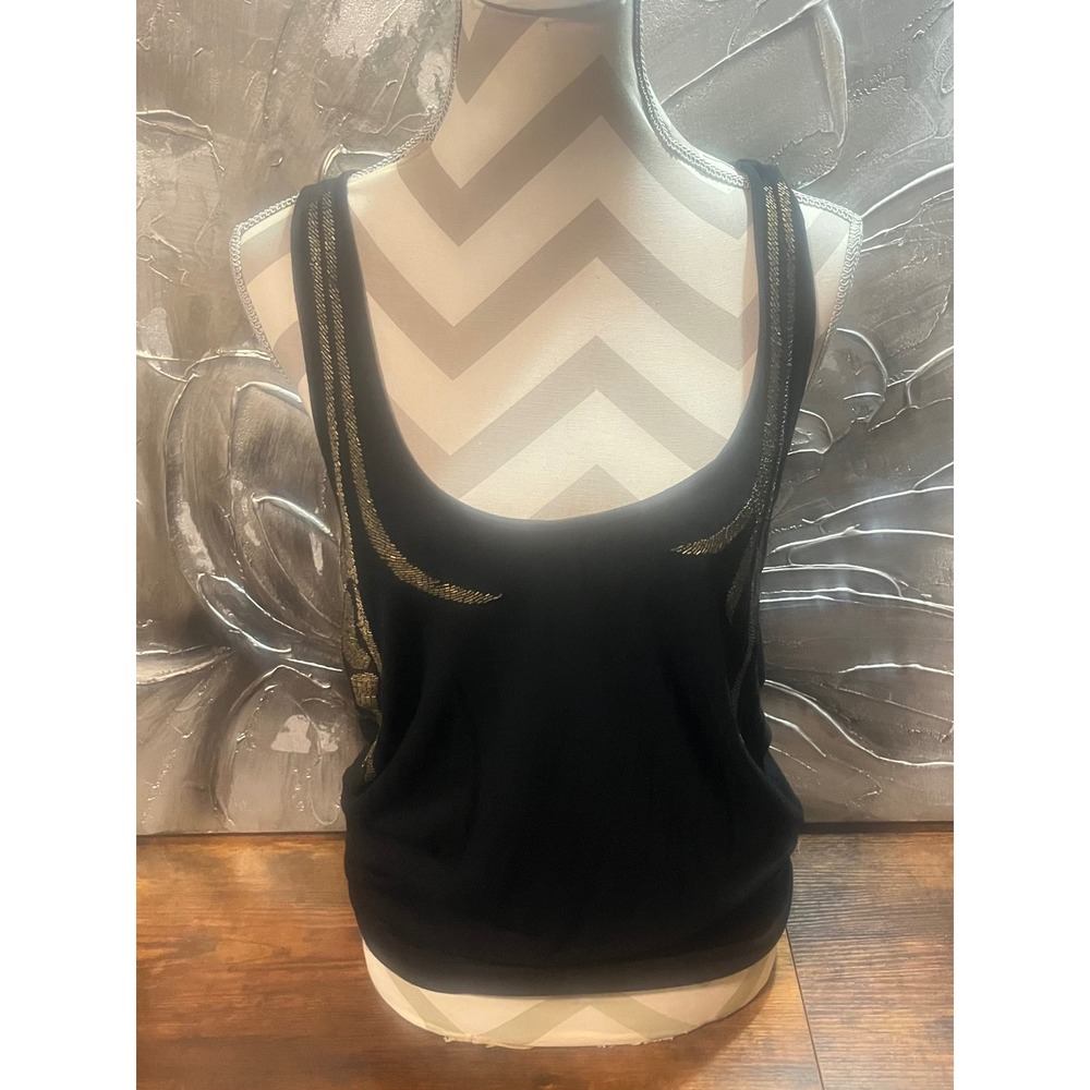 Matty M Black Racerback Tank Top Blouse w/ Gold Beaded Embellishments -Size S